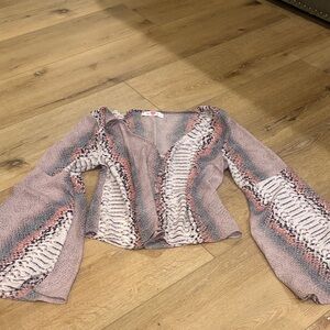 Buddy Love Pink /black/white, bell sleeves Blouse